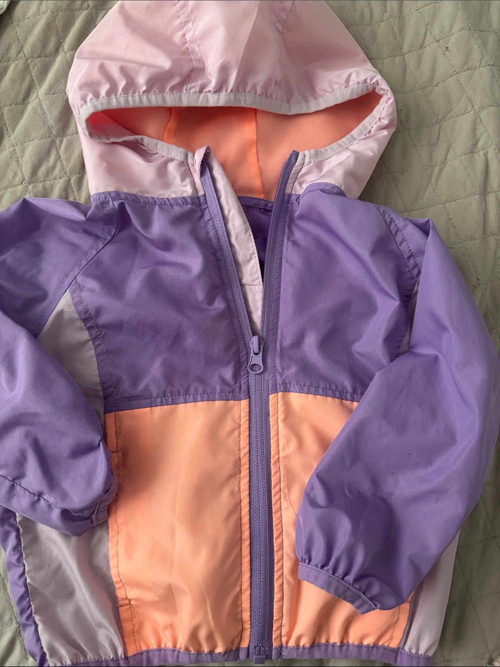 George Lavender & Peach Colorblock Hooded Windbreaker